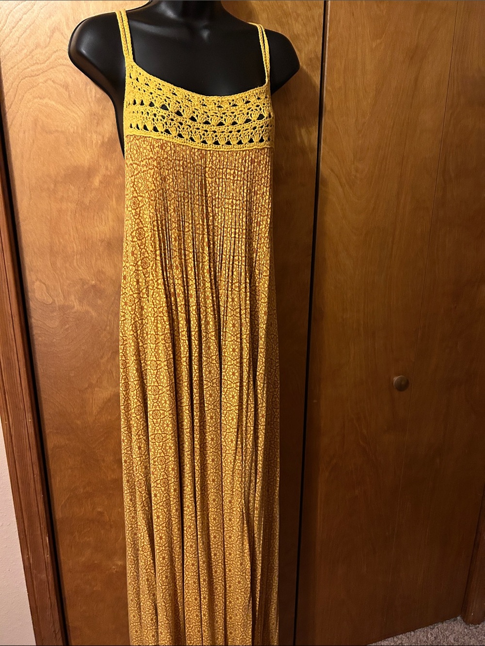 Moda International Yellow Crochet-Top Maxi Skirt